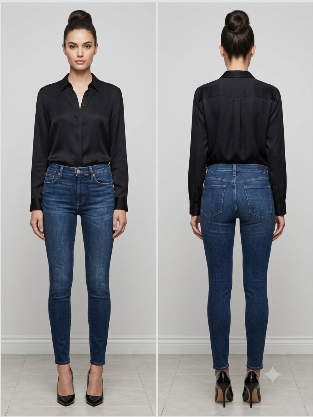 Frame Denim Women's Le High Skinny Jeans in‎ Dark Blue Wash